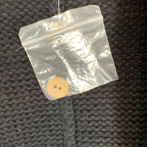 Chicos Sweater Womens Large Black Cotton Angora Open Cardigan Roll Tab Sleeve - Picture 5 of 7